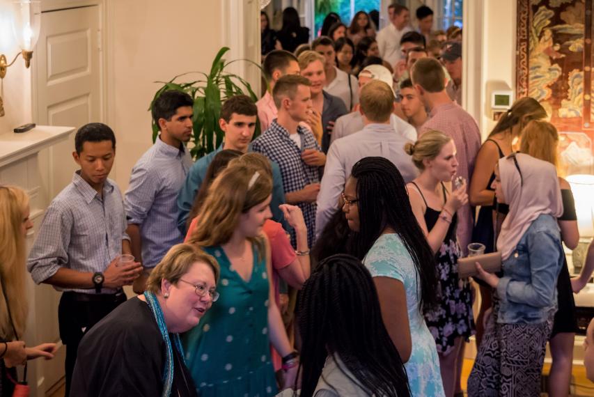 President Sullivan hosts thousands of new students for an ice cream party following Opening Convocation in 2016.